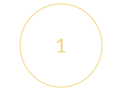 A circle with the number 1 inside representing step number 1 for the process to book stand-up comedian Mariza Brussolo