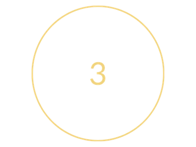 A circle with the number 3 inside representing step number 1 for the process to book stand-up comedian Mariza Brussolo