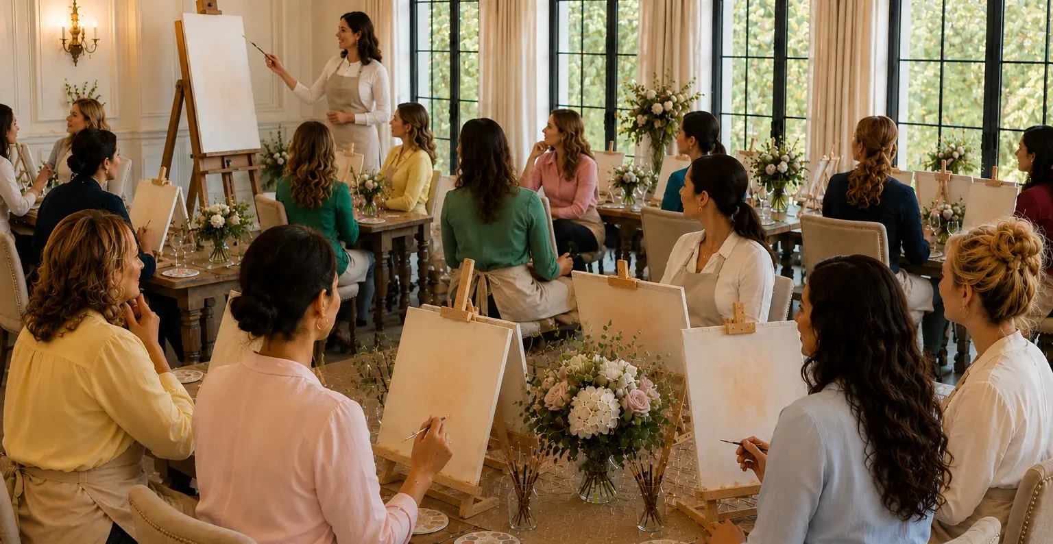 women taking an art class