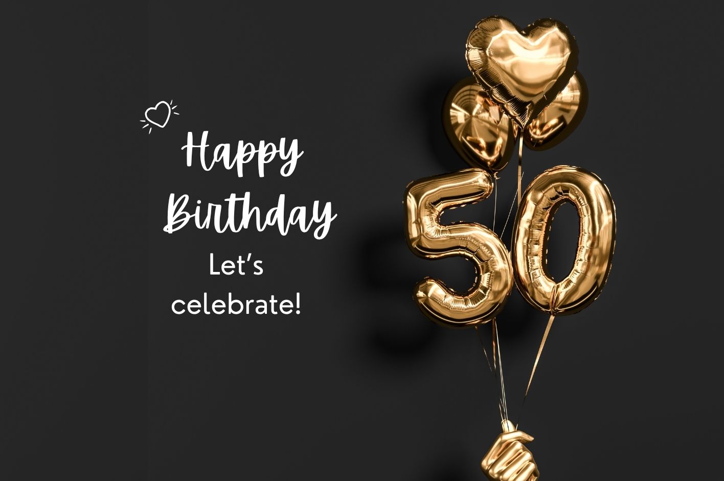 Happy birthday sign with a 50 and balloons
