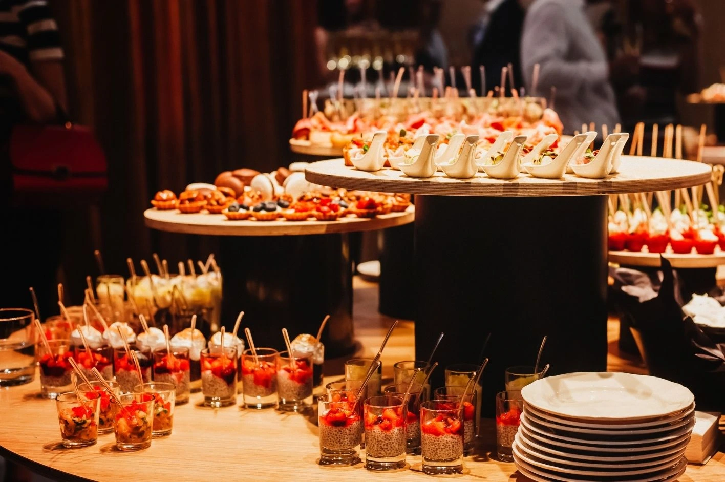 several foods on a buffet style